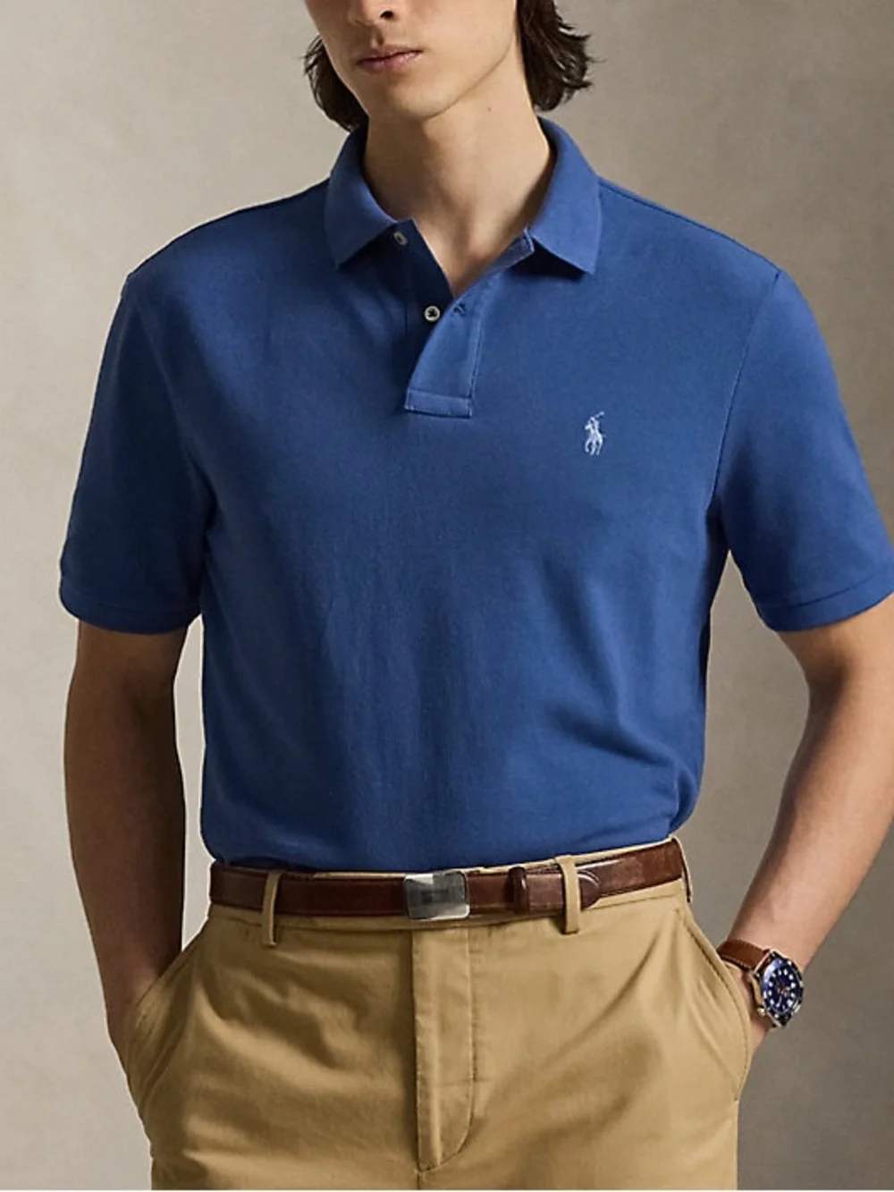 Polo Ralph Lauren Men’s Iconic Mesh Polo Shirt Classic Fit Light Blue Cotton XXL